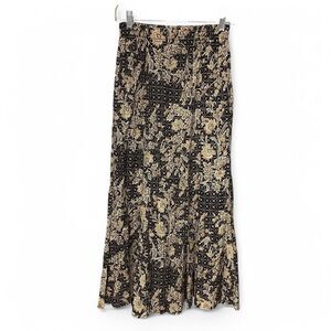 Vintage Windridge black tan panel midi skirt size S